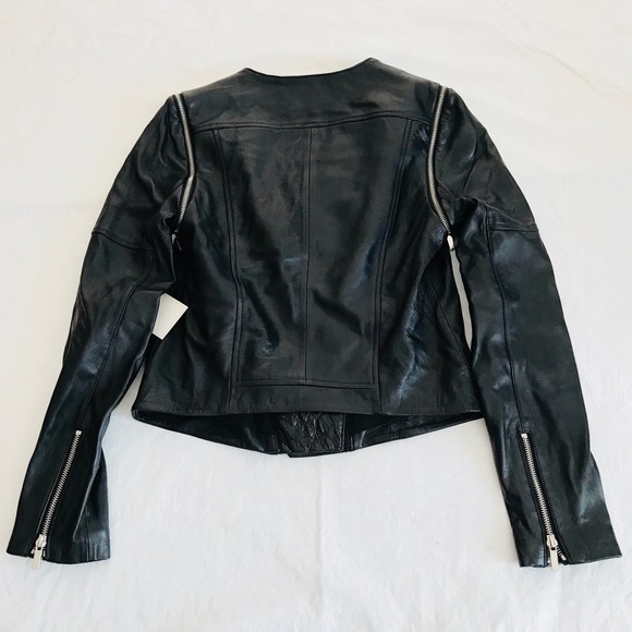 NWT**1. State***Black Biker Leather Jacket Small $498 - Picture 6 of 8